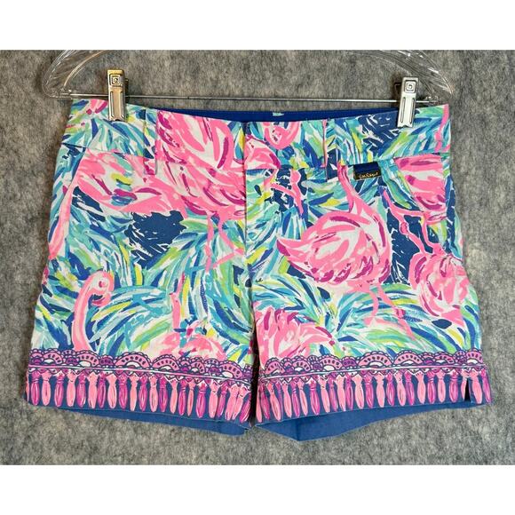 Lilly Pulitzer The Callan Short Flamingo Print 5" Inseam Shorts - Size 0 - Picture 1 of 9